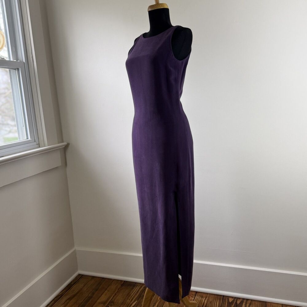 Ann Taylor 100% Silk Sleeveless Sheath Plum Purple Maxi Dress, Tagged 2